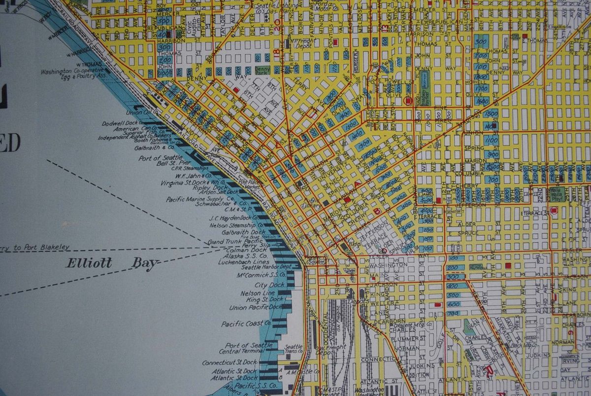 Rare Seattle Antique Map Original